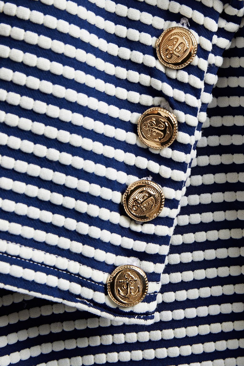 MELISSA ODABASH Agata button-detailed striped stretch-piqué mini dress