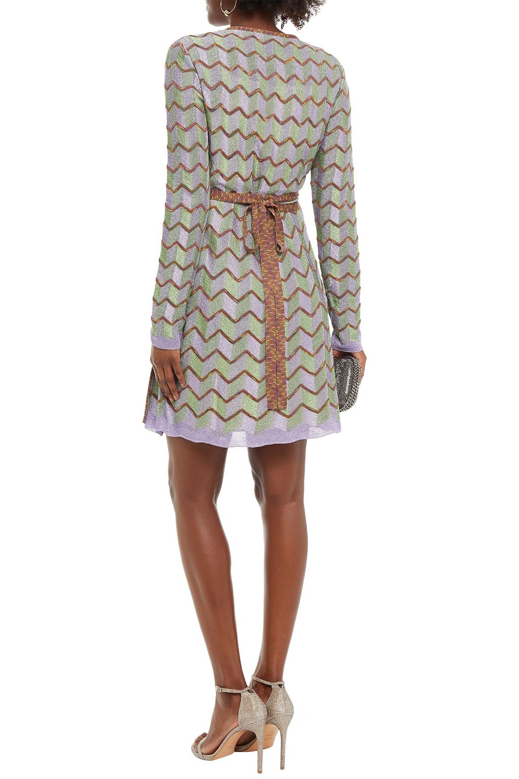M MISSONI Metallic crochet-knit wrap dress