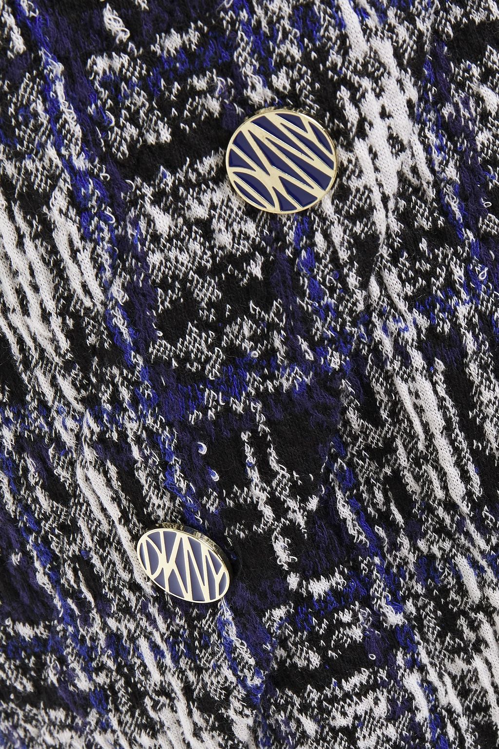 DKNY Button-embellished cotton-blend jacquard mini dress