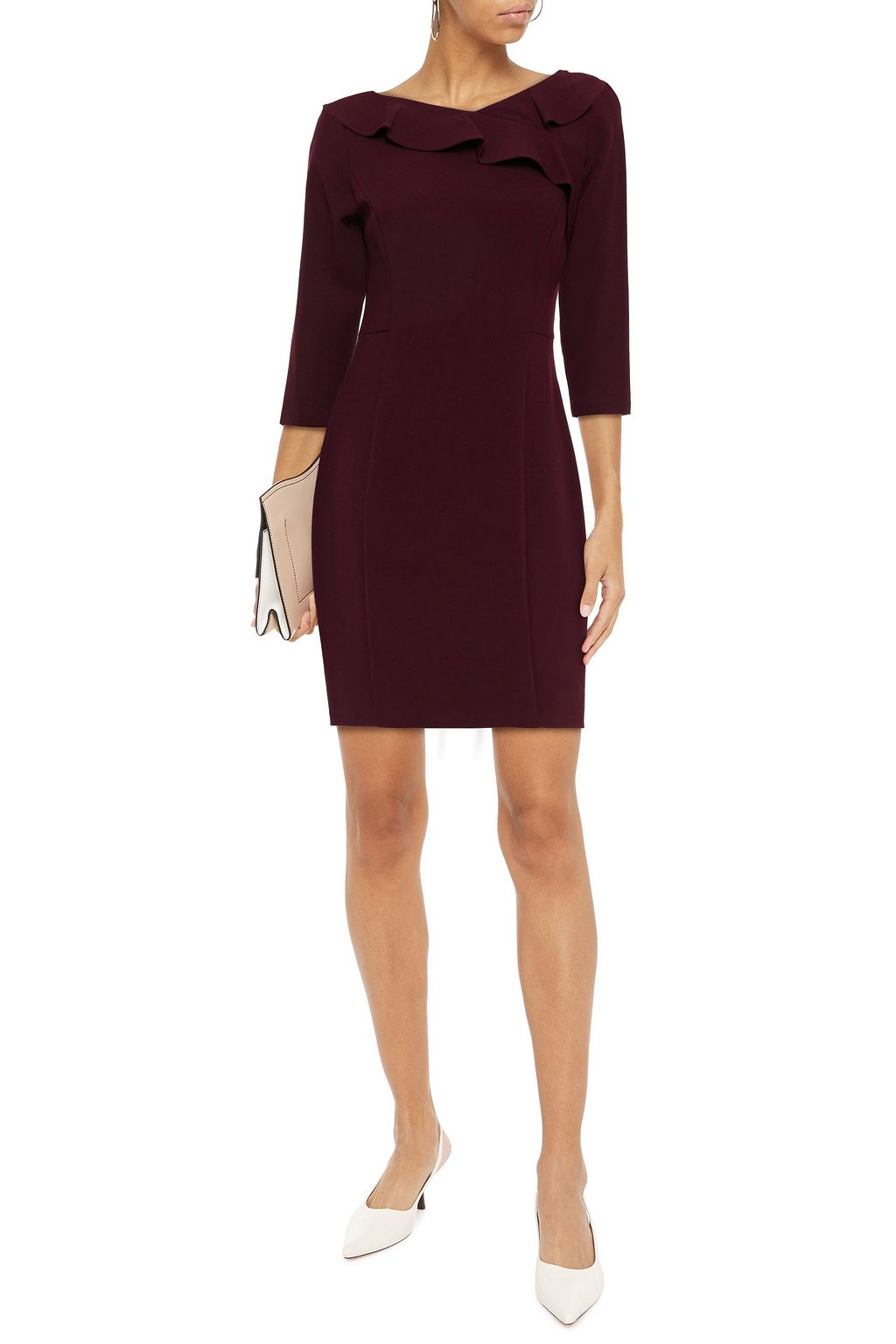 DKNY Ruffle-trimmed stretch-crepe mini dress