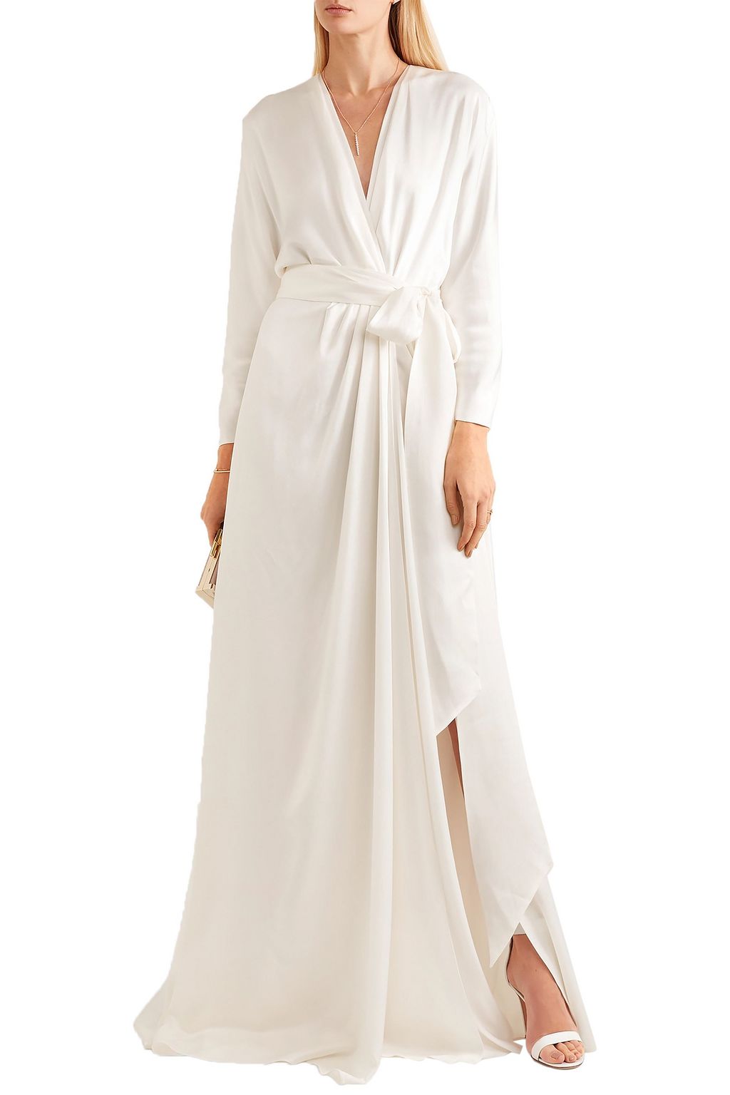 JENNY PACKHAM サテンクレープ ラップロングドレス