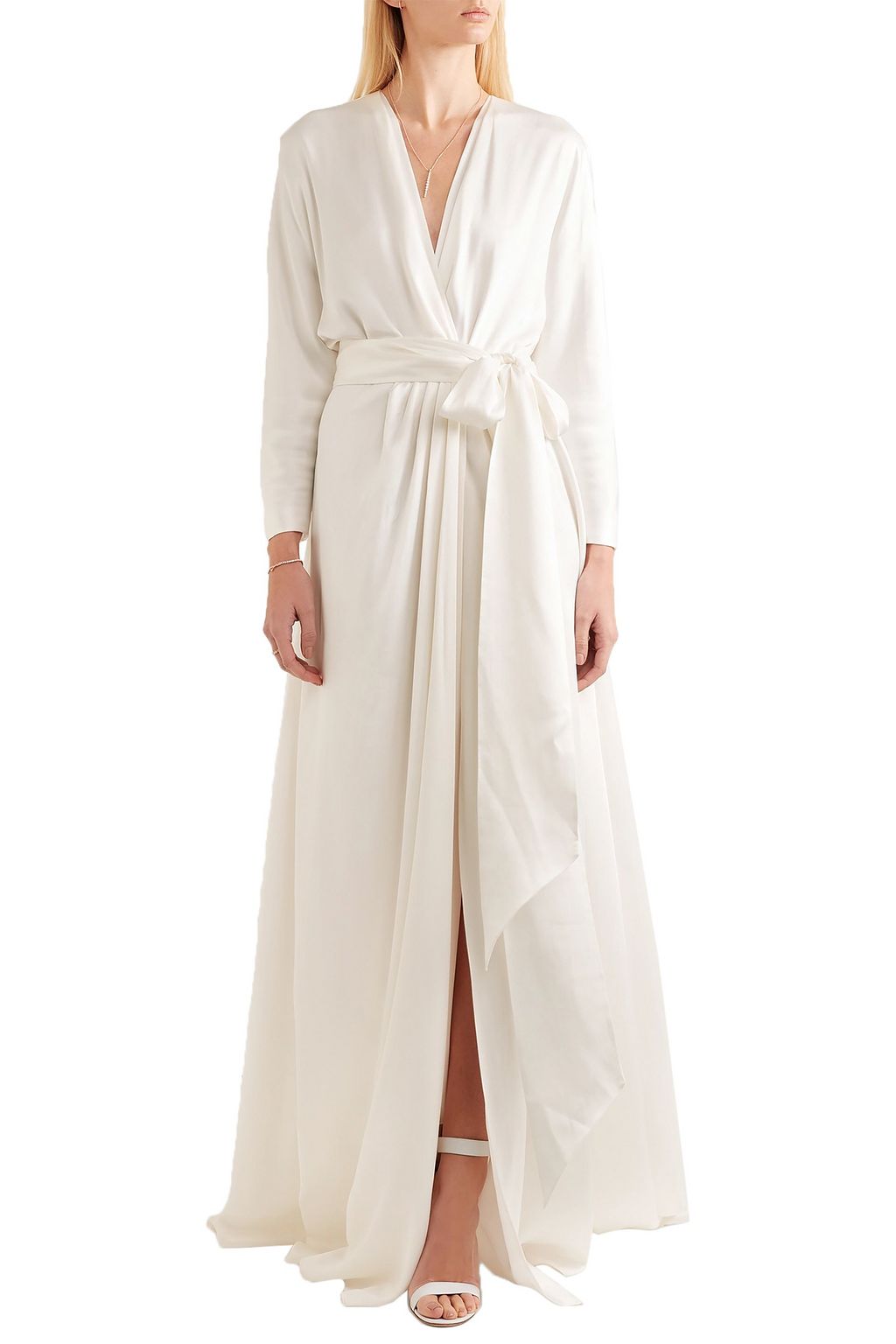 JENNY PACKHAM サテンクレープ ラップロングドレス