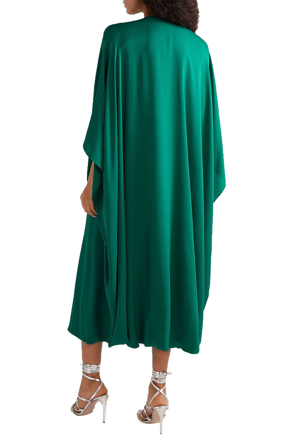 REEM ACRA Draped silk-blend lamé midi dress