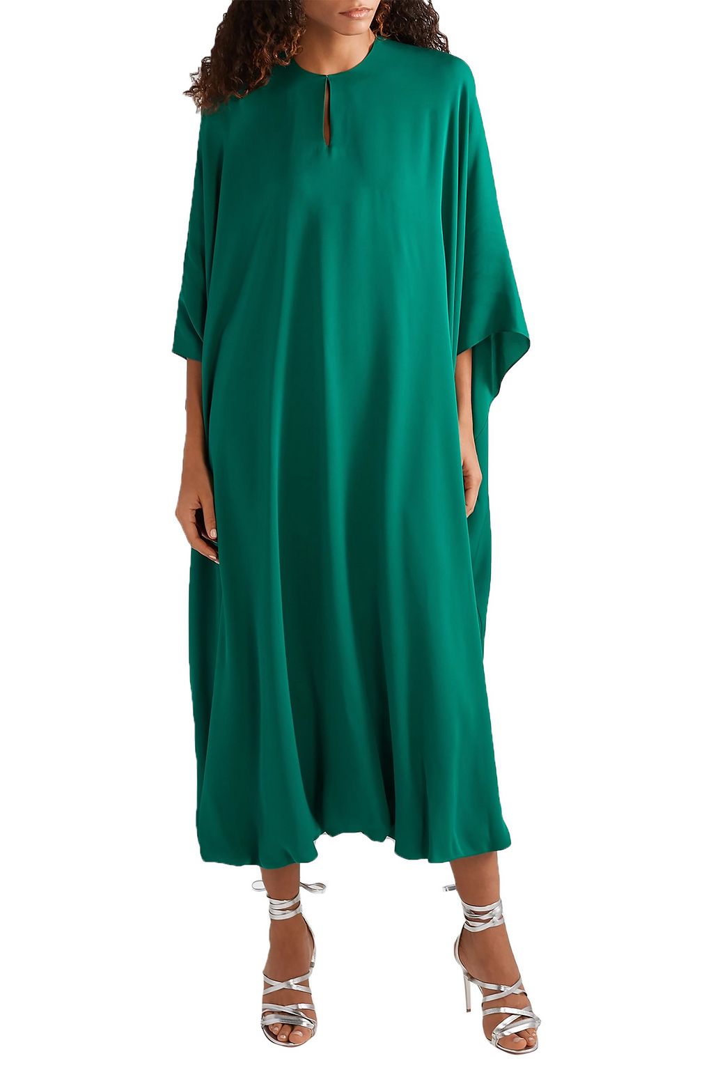 REEM ACRA Draped silk-blend lamé midi dress