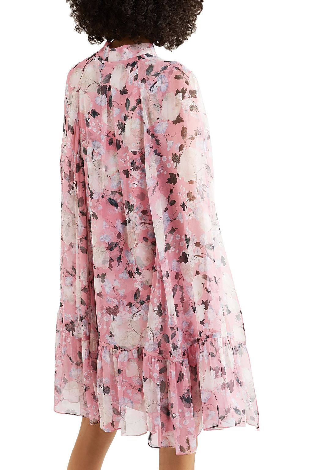 ERDEM Constantine cape-effect floral-print silk-chiffon mini dress