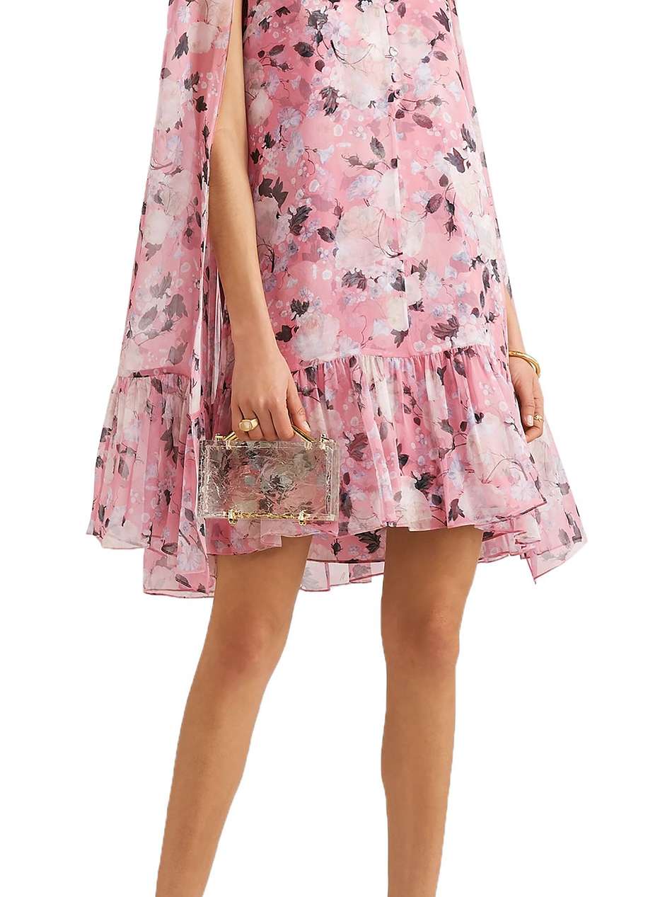 constantine cape-effect floral-print silk-chiffon mini dress