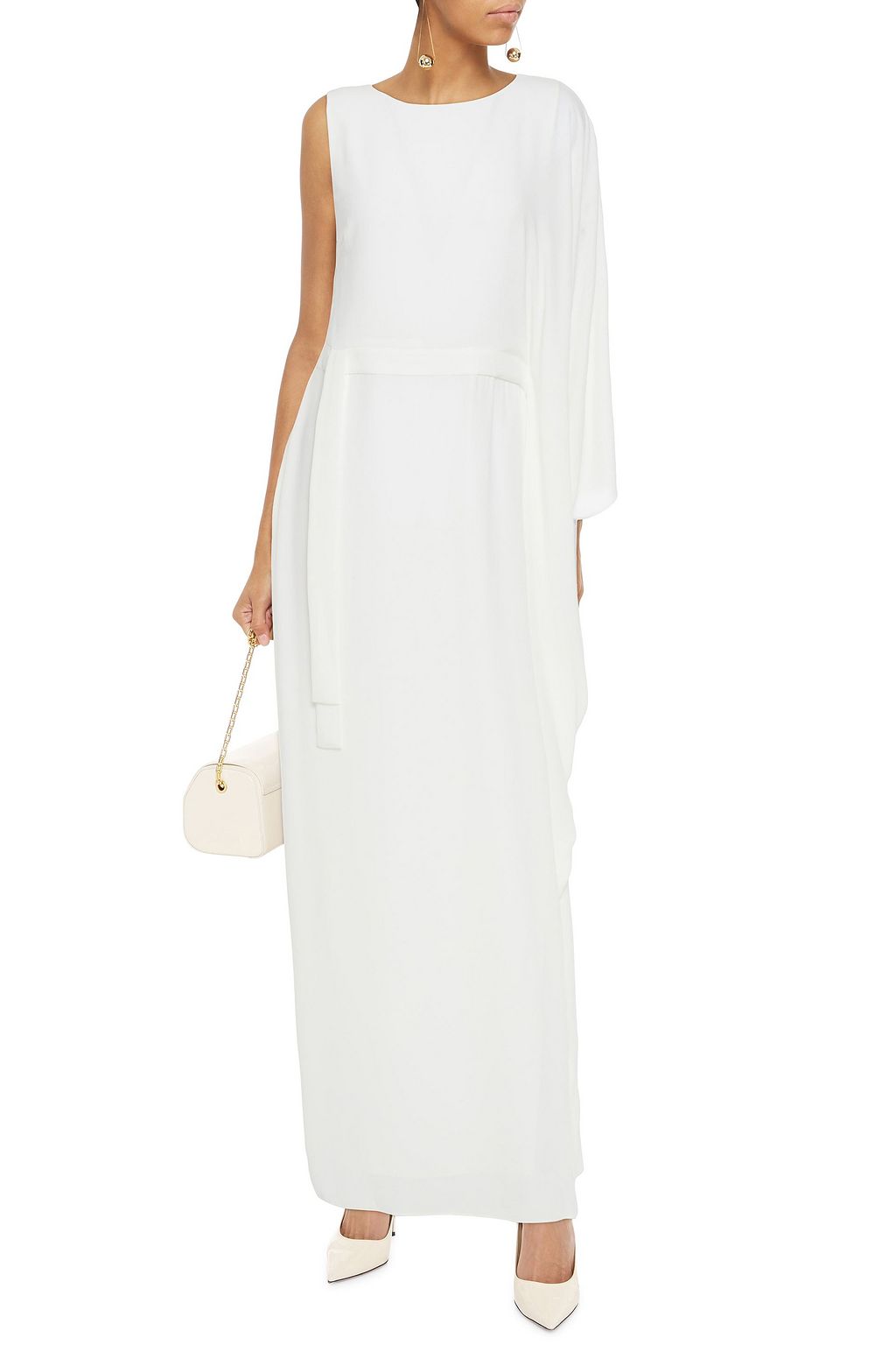 HALSTON Drapierte Robe aus Crêpe de Chine