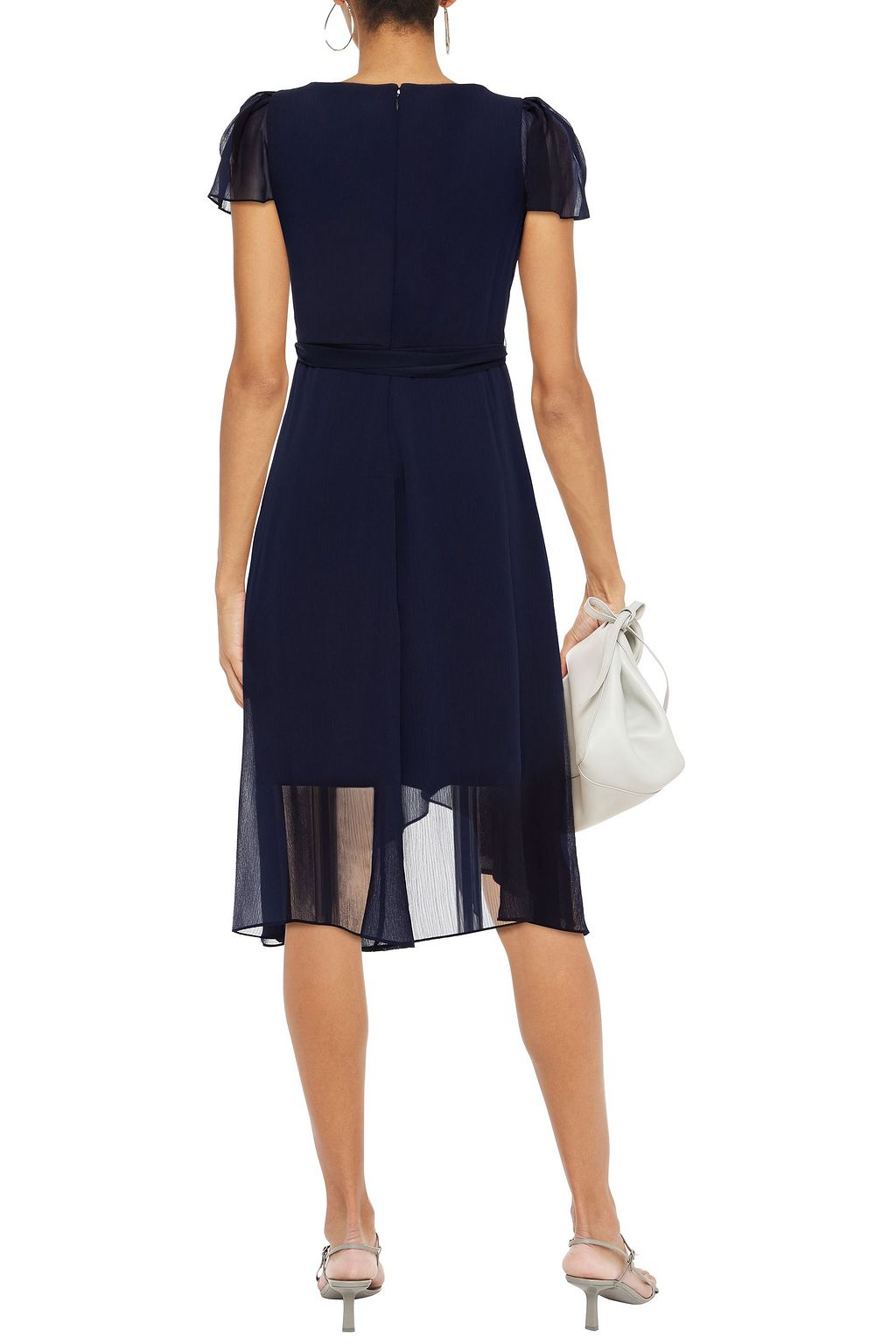 DKNY Asymmetric wrap-effect georgette midi dress