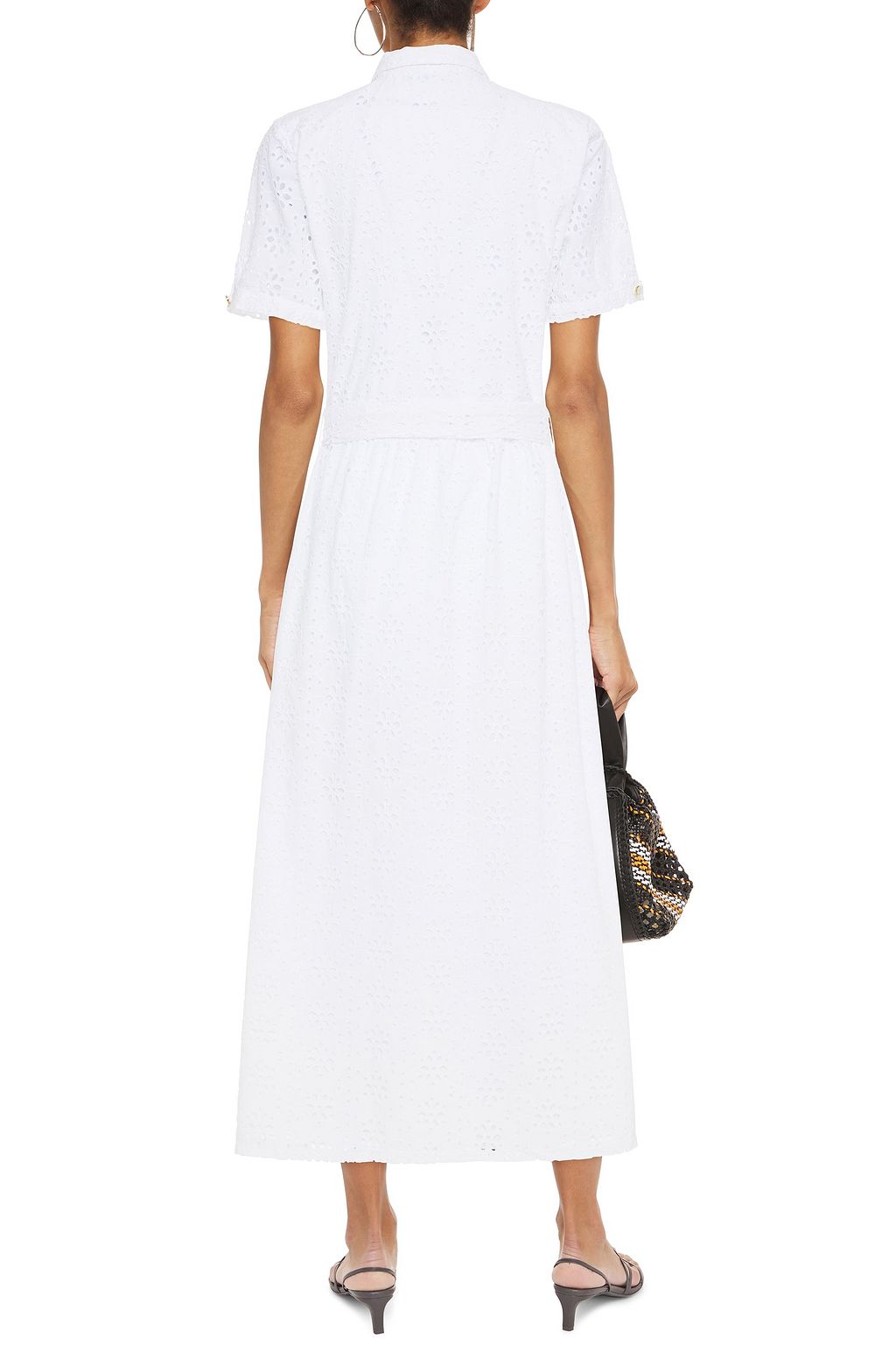 MELISSA ODABASH Vanessa belted broderie anglaise cotton midi shirt dress