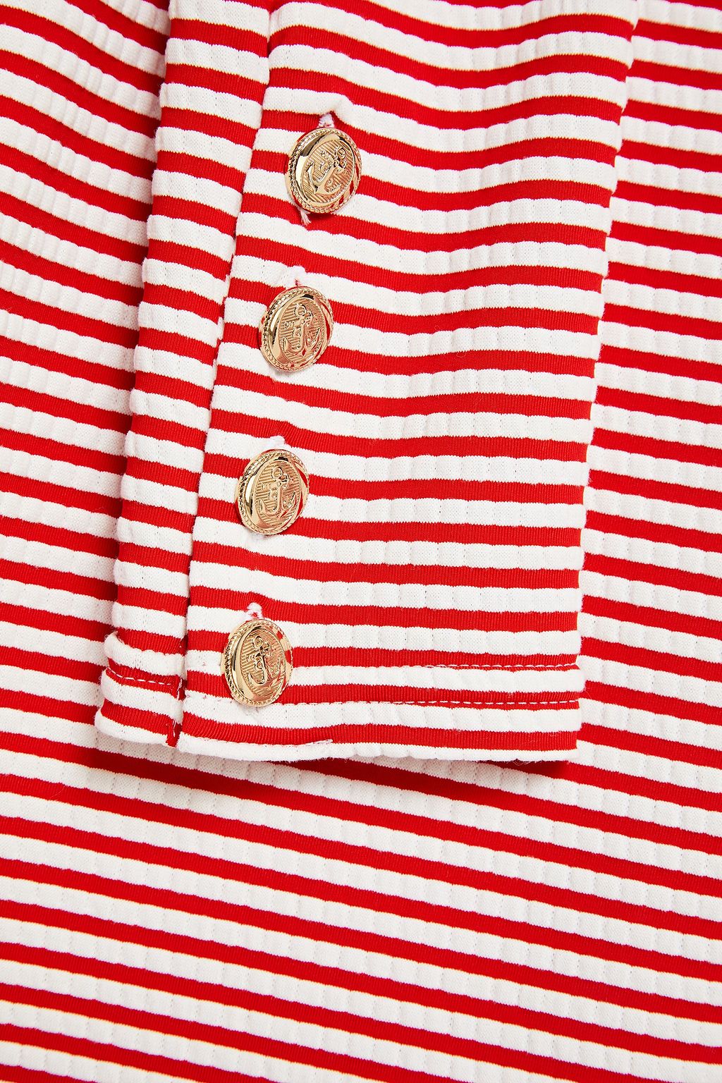 MELISSA ODABASH Agata button-detailed striped stretch-piqué mini dress