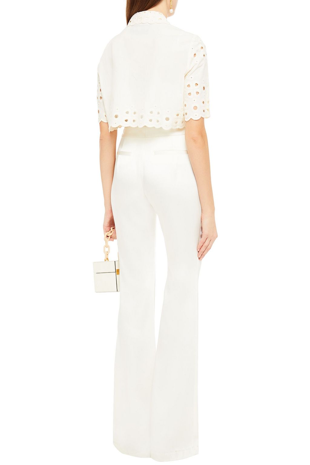 FENDI Scalloped broderie anglaise cotton bolero