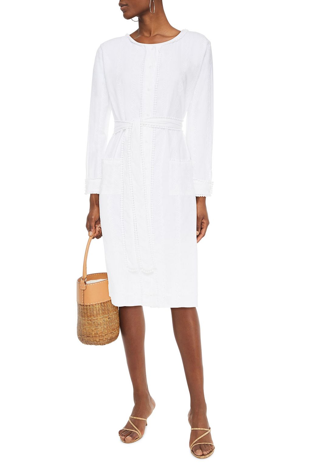 MELISSA ODABASH Patty belted broderie anglaise cotton dress