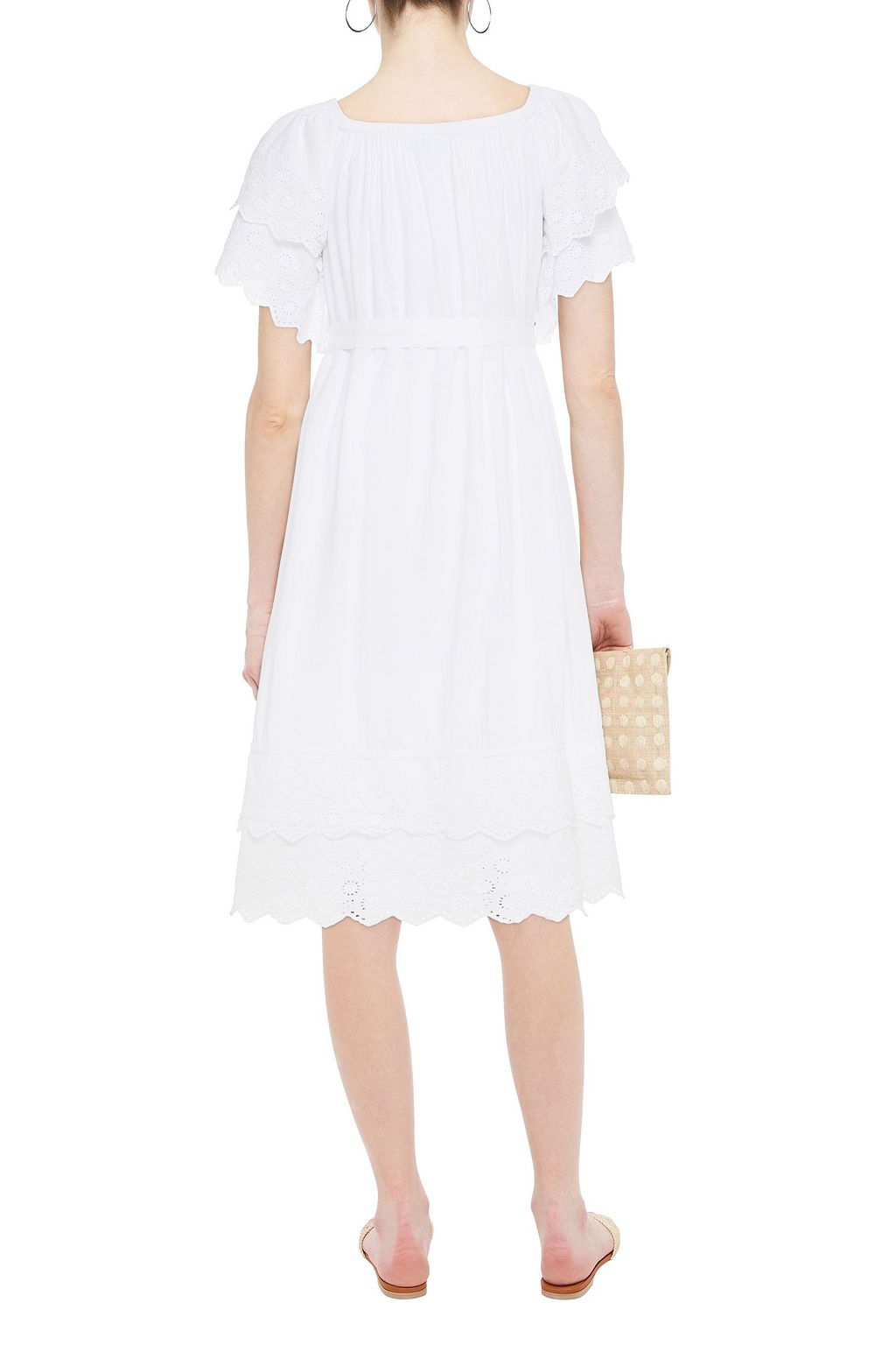 MELISSA ODABASH Dee tiered belted broderie anglaise voile midi dress