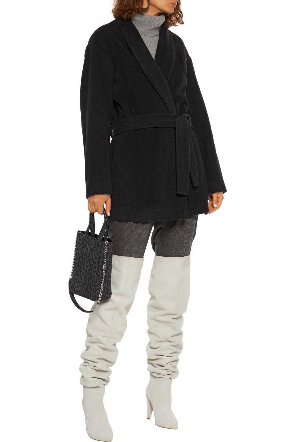 IRO Broadway belted herringbone wool-blend coat