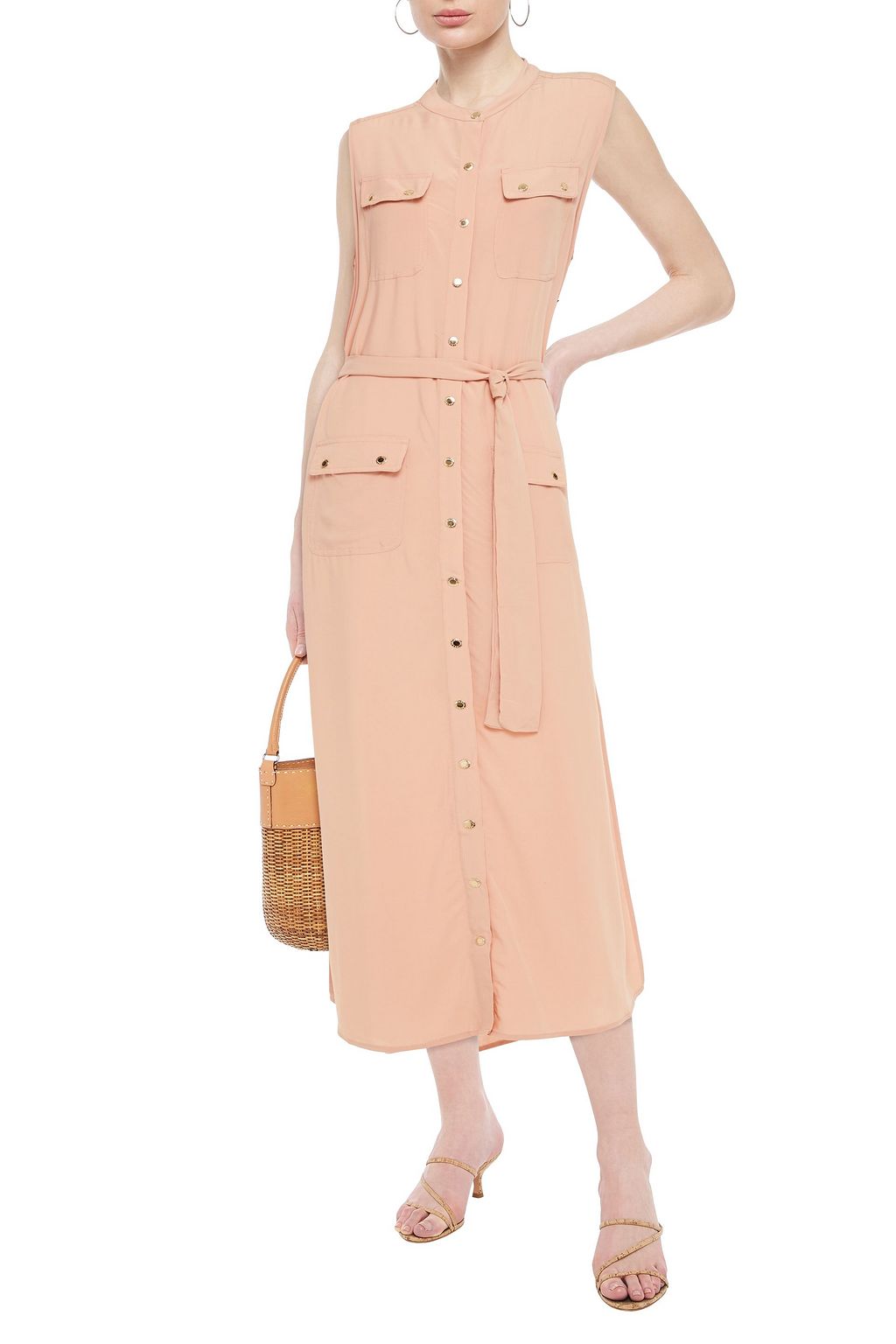 MELISSA ODABASH Charlene snap-detailed woven maxi dress