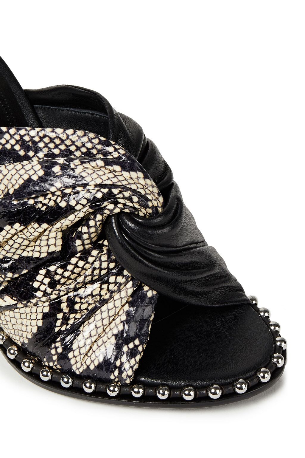 ALEXANDER WANG Lily twist-front snake-effect and textured-leather mules