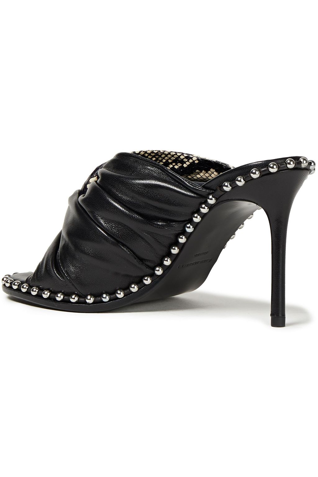 ALEXANDER WANG Lily twist-front snake-effect and textured-leather mules