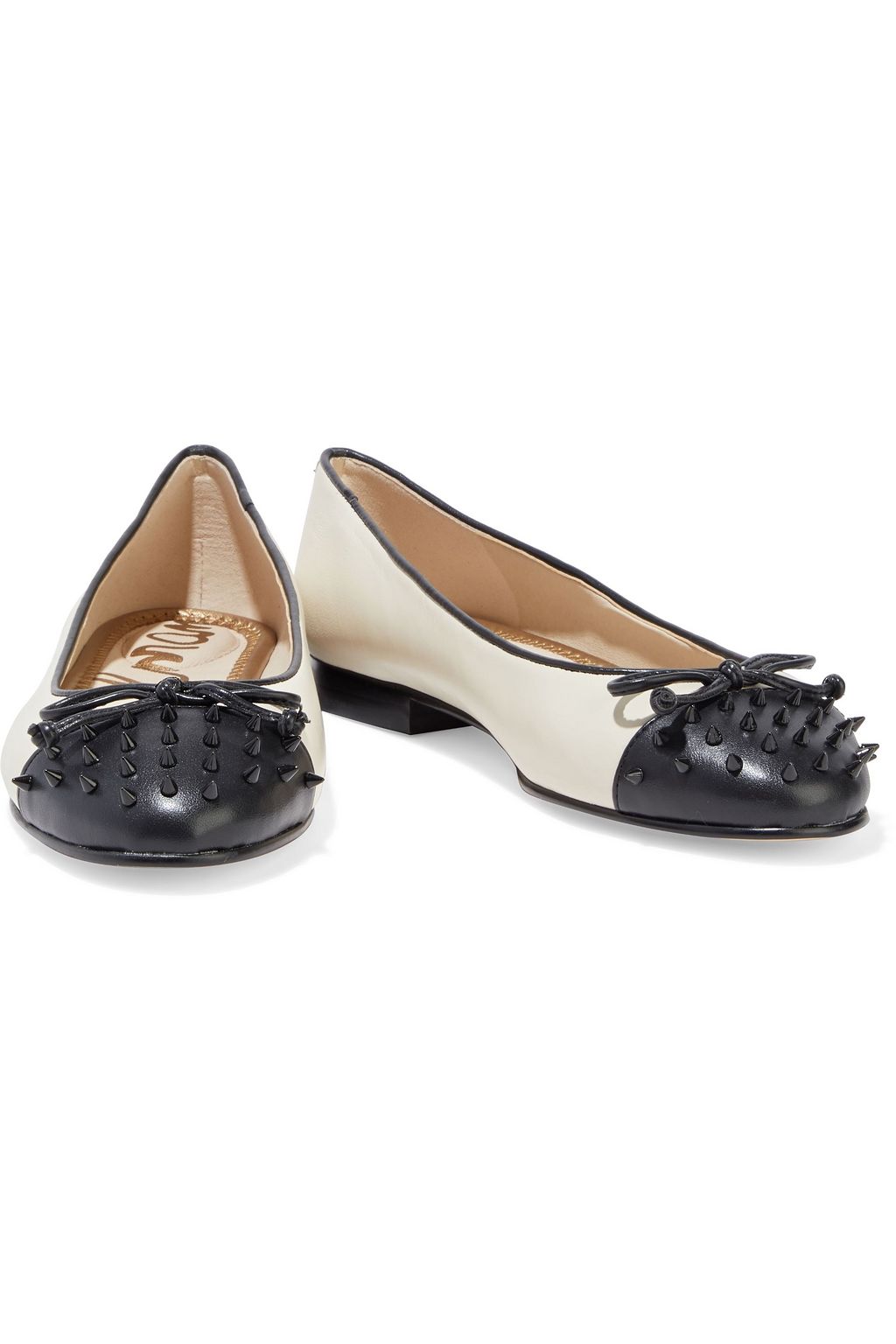 SAM EDELMAN Mirna spiked two-tone leather ballet flats