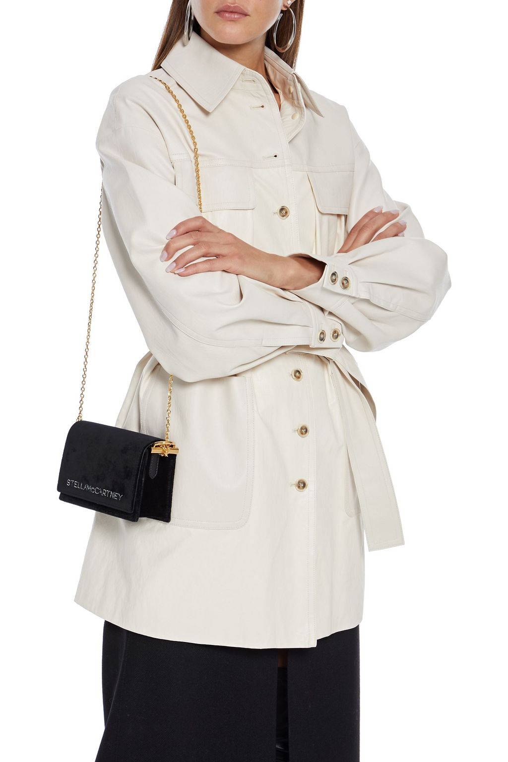 STELLA MCCARTNEY Crystal-embellished velvet shoulder bag
