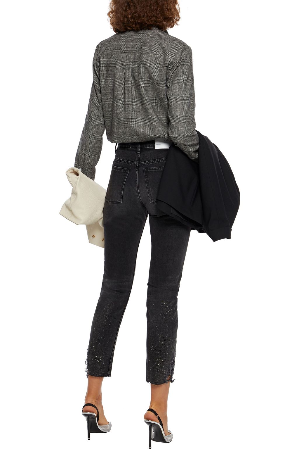 IRO Serma cropped distressed painted high-rise skinny jeans