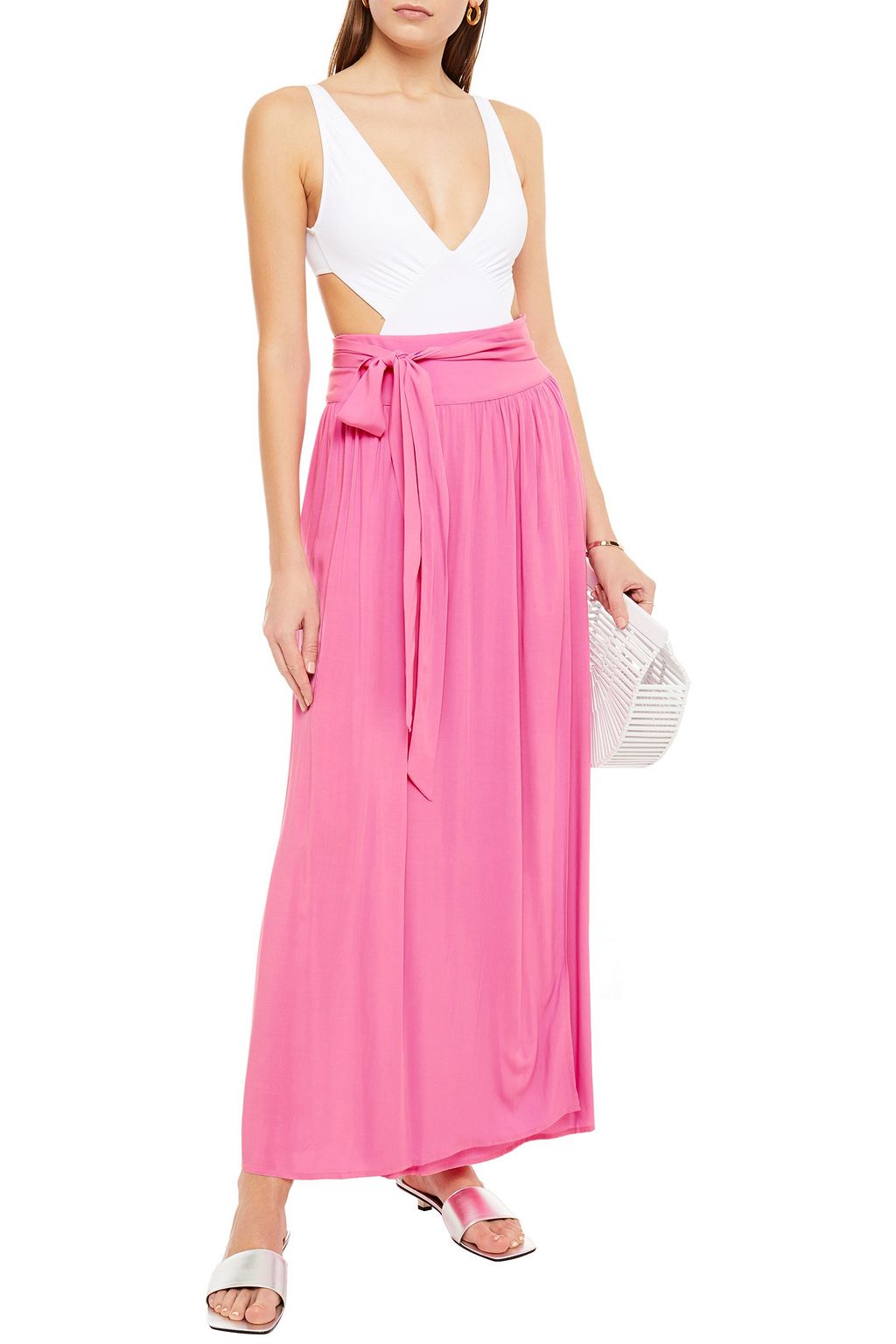MELISSA ODABASH Elsa wrap-effect voile maxi skirt