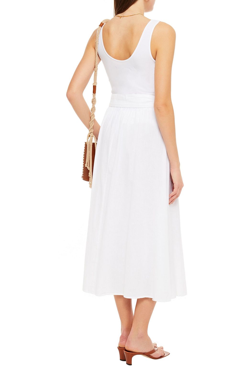 MELISSA ODABASH Alisa belted cotton-voile midi skirt