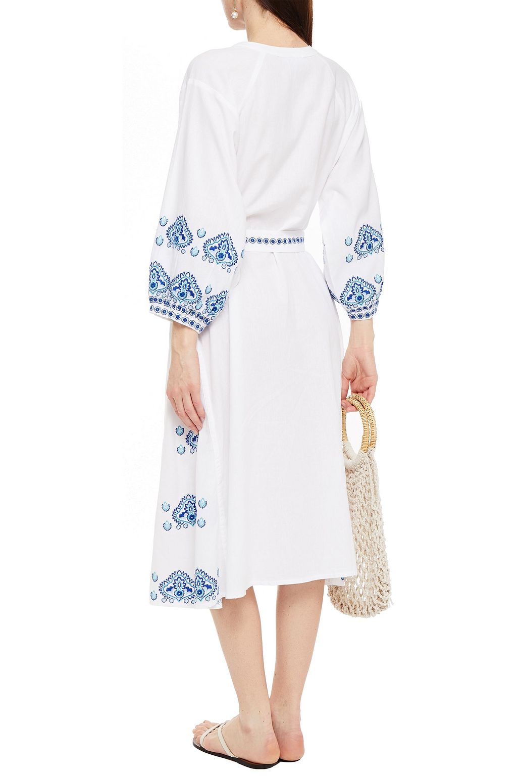 MELISSA ODABASH Audrey embroidered cotton-voile midi dress
