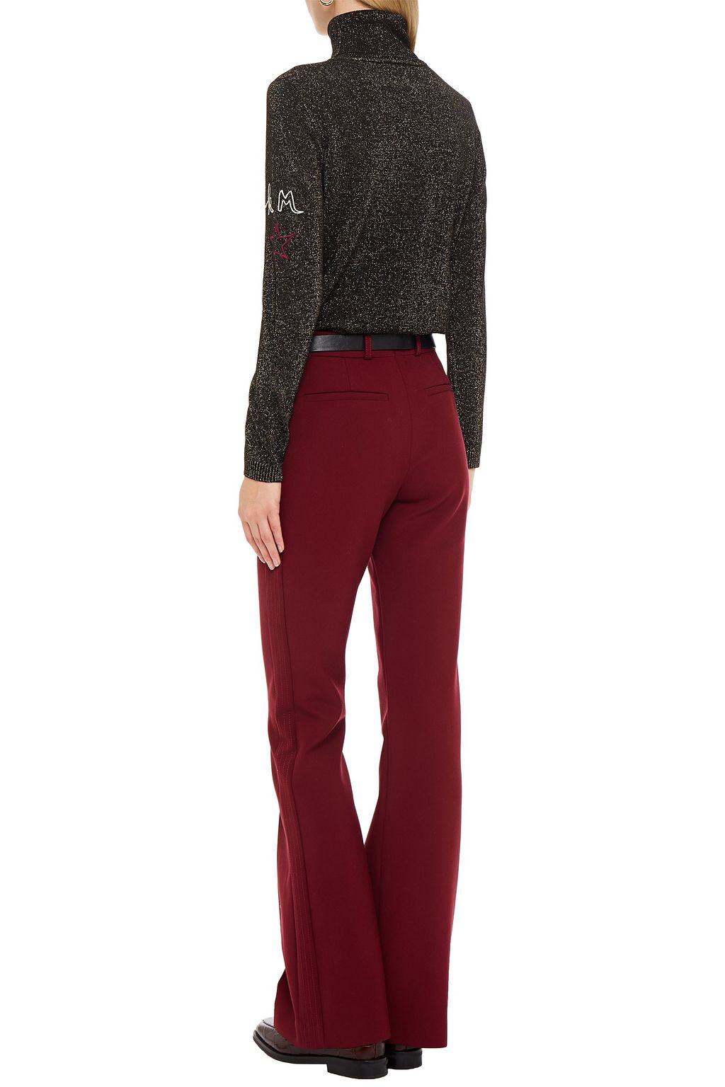 BELLA FREUD Embroidered metallic wool-blend turtleneck sweater