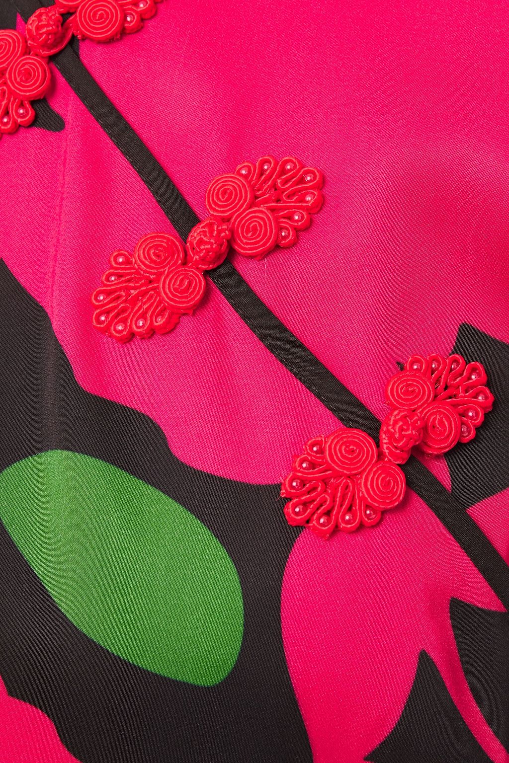 DE LA VALI Suki appliquéd floral-print satin mini dress