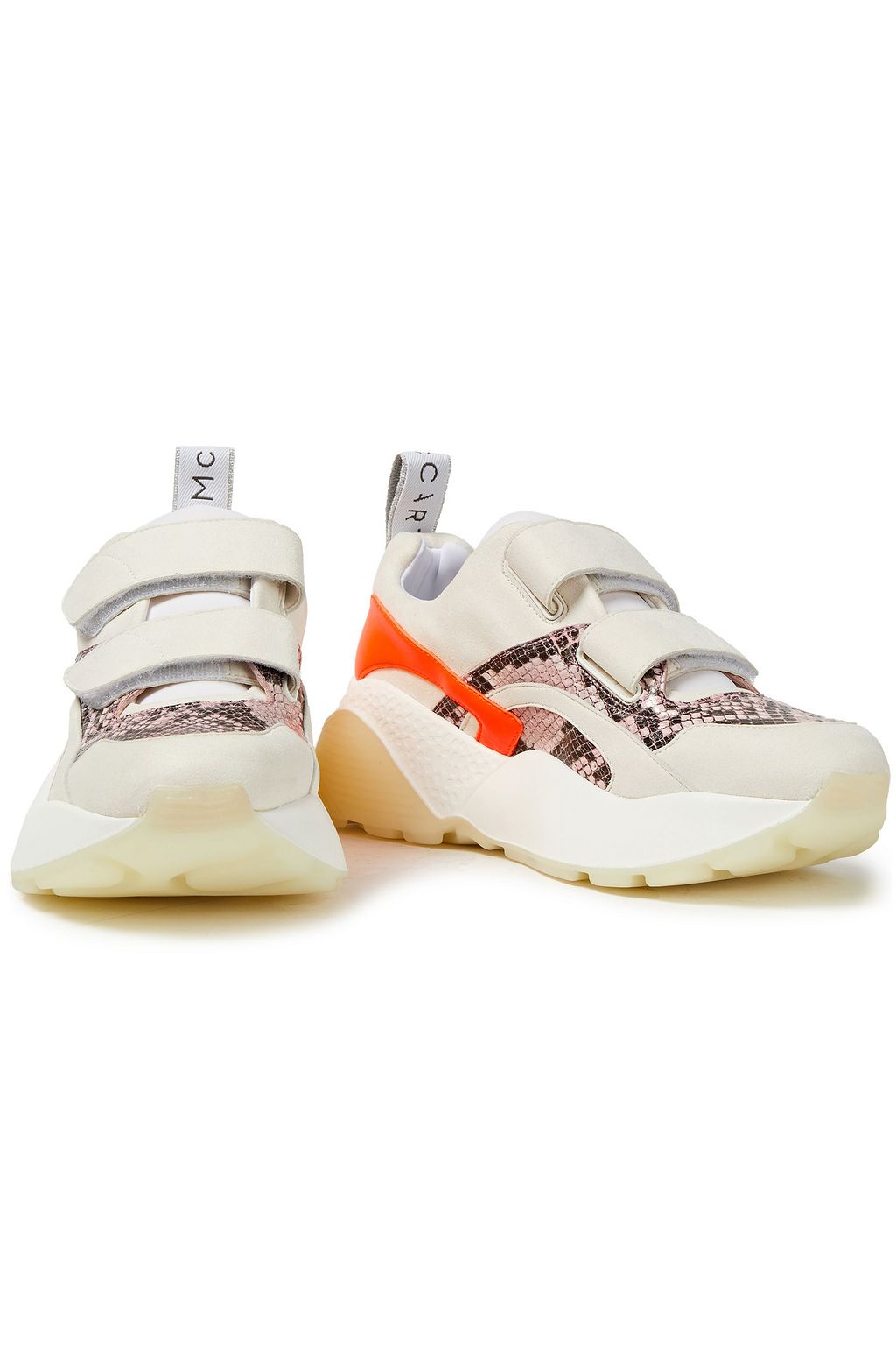 STELLA MCCARTNEY Eclypse faux suede and snake-effect leather sneakers
