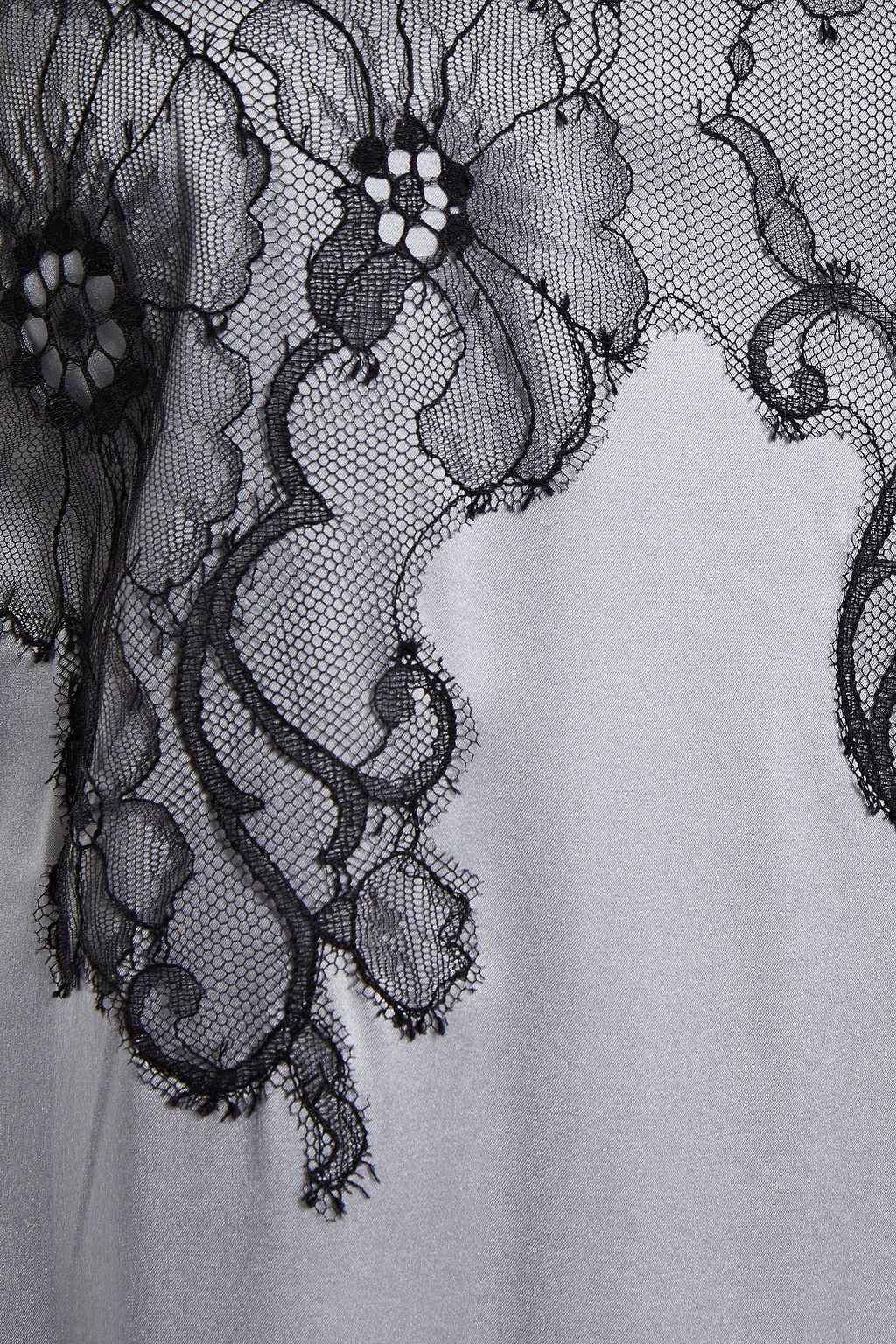 MYLA Pansy Gardens Chantilly lace-paneled silk crepe de chine nightdress
