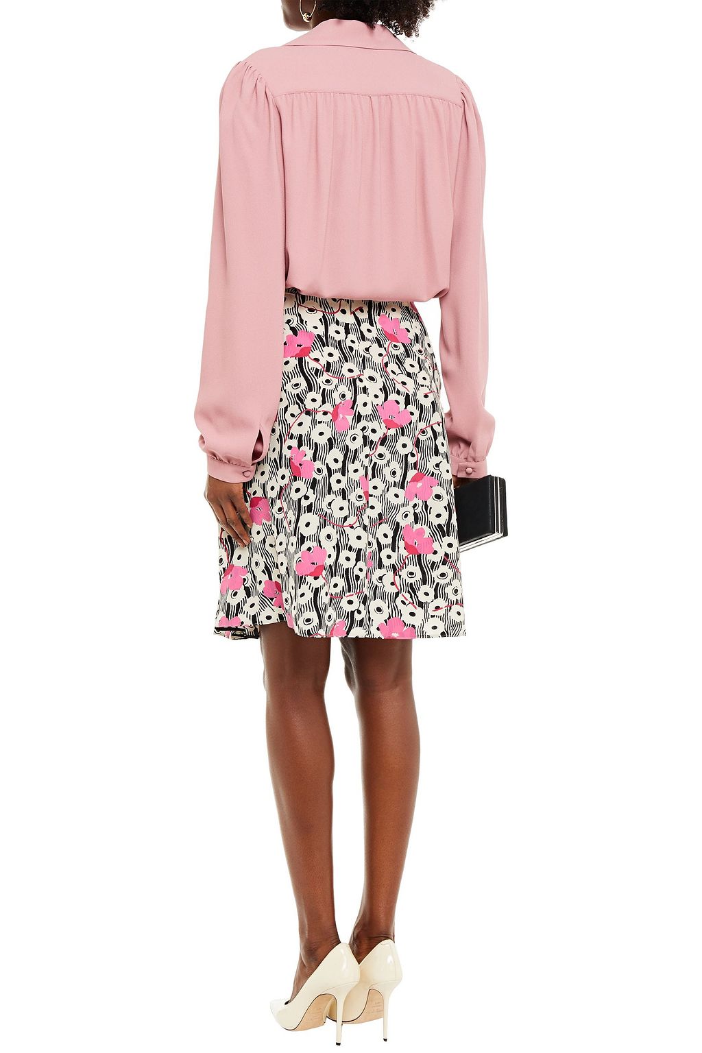 VALENTINO GARAVANI Pleated printed silk crepe de chine skirt