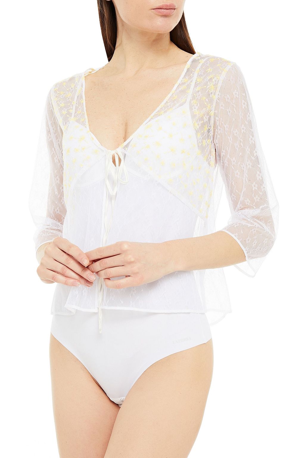 MYLA Mayflower Road embroidered lace pajama top