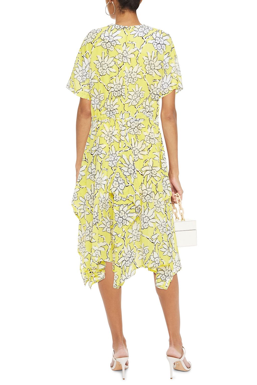 VALENTINO GARAVANI Asymmetric floral-print silk-blend crepe dress