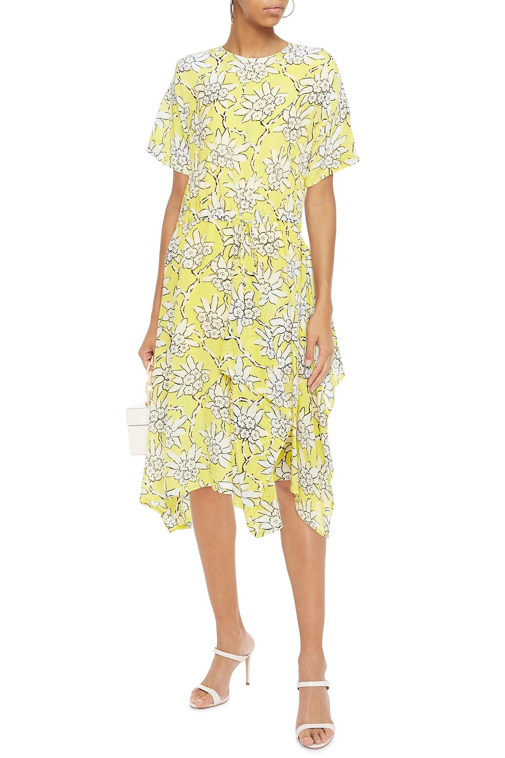 VALENTINO GARAVANI Asymmetric floral-print silk-blend crepe dress