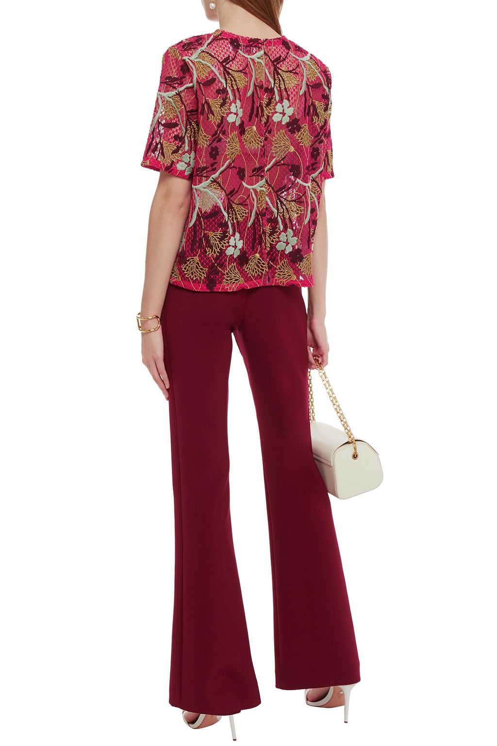 VALENTINO GARAVANI Metallic cotton-blend guipure lace top