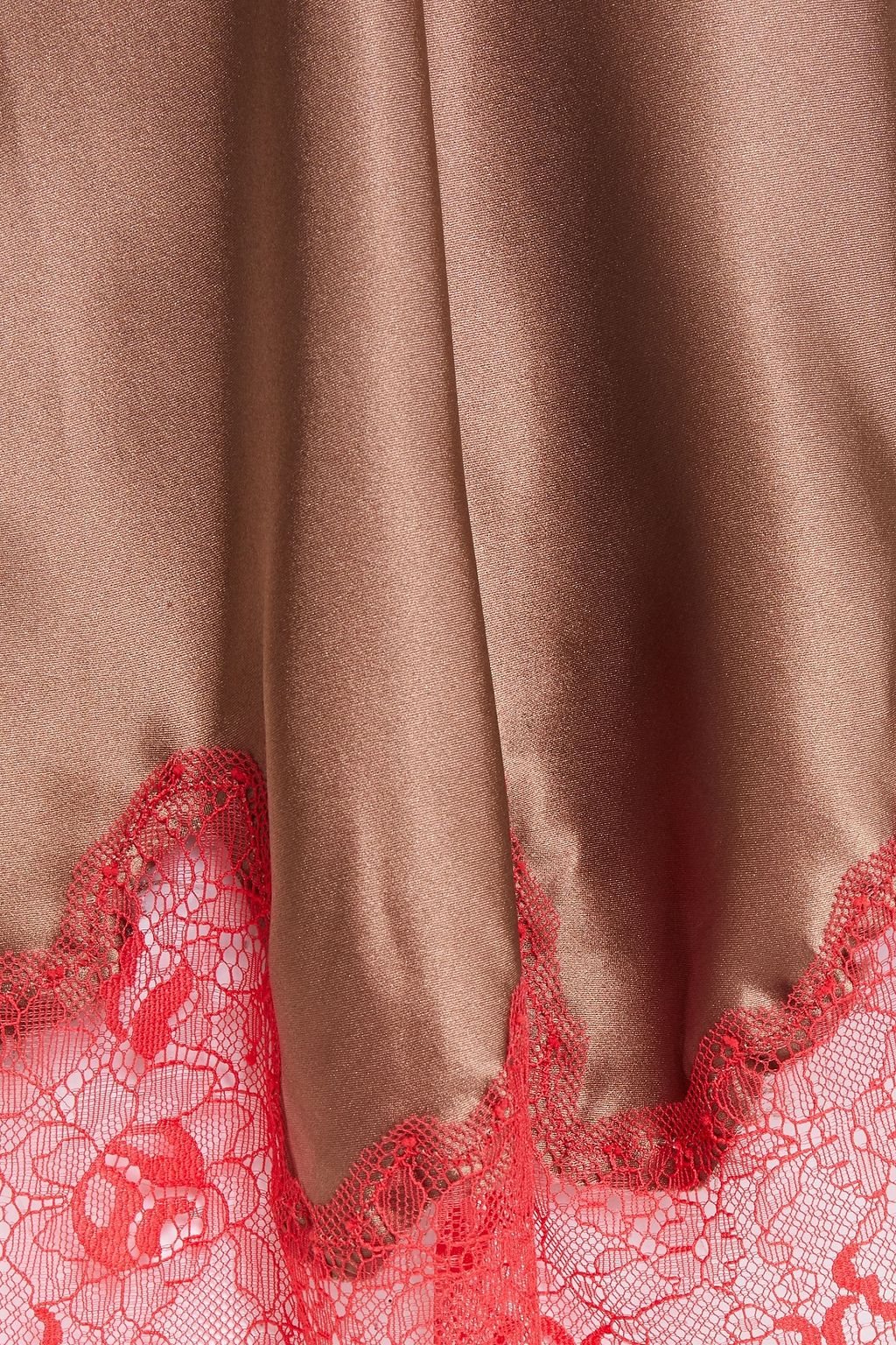 SIMONE PÉRÈLE Lace-trimmed silk-blend satin camisole