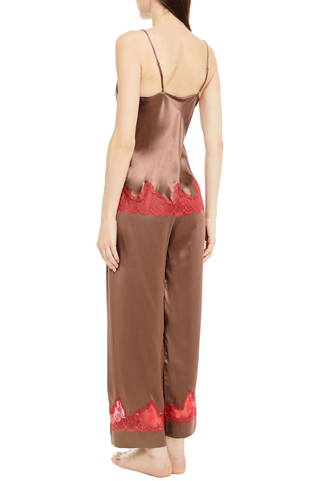 SIMONE PÉRÈLE Lace-trimmed silk-blend satin camisole