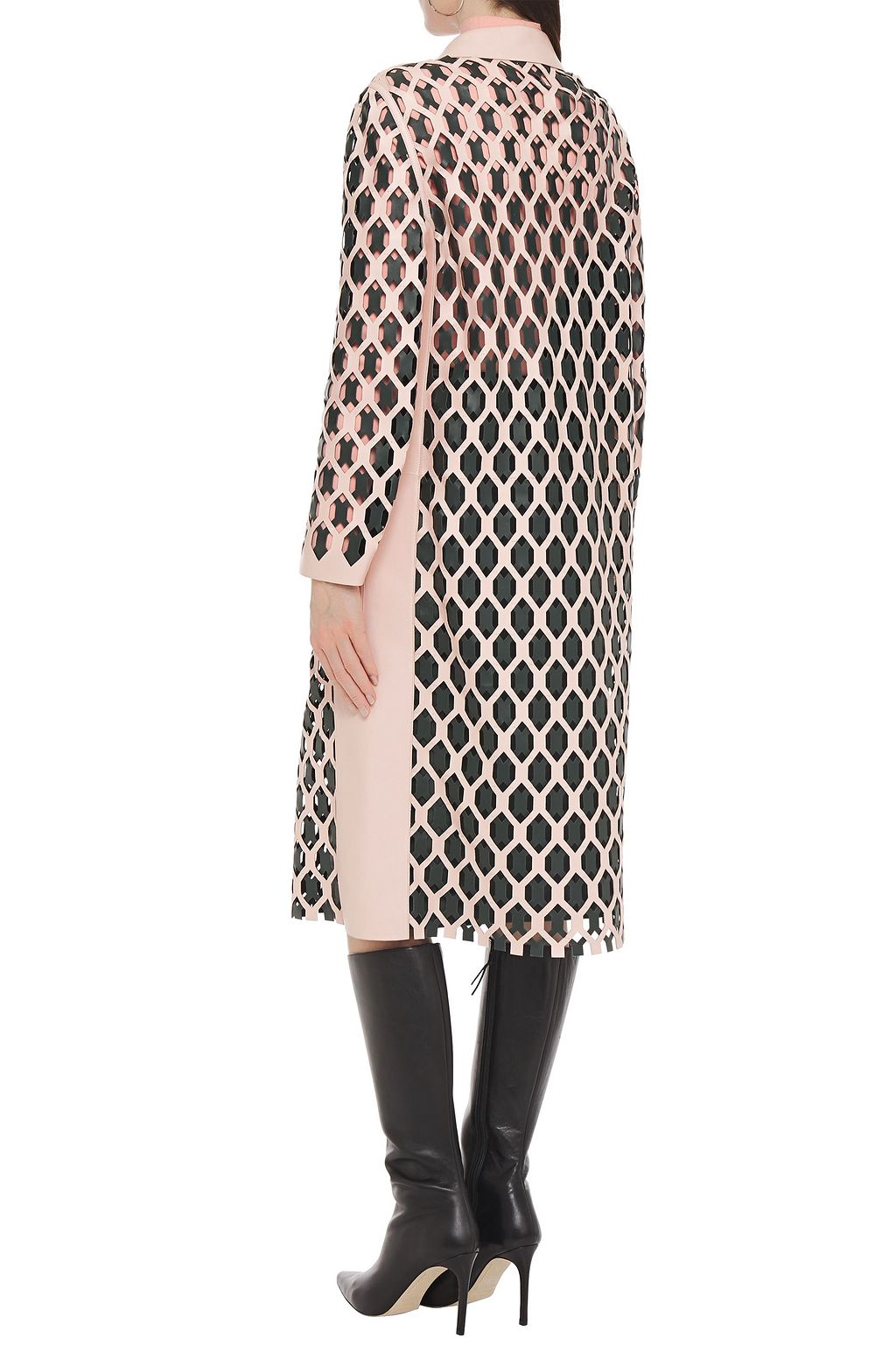 FENDI Two-tone laser-cut leather coat
