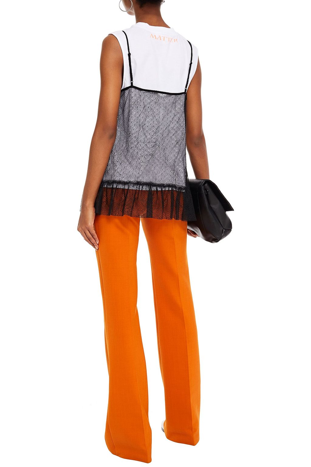 MCQ ALEXANDER MCQUEEN Layered printed jersey and lace top