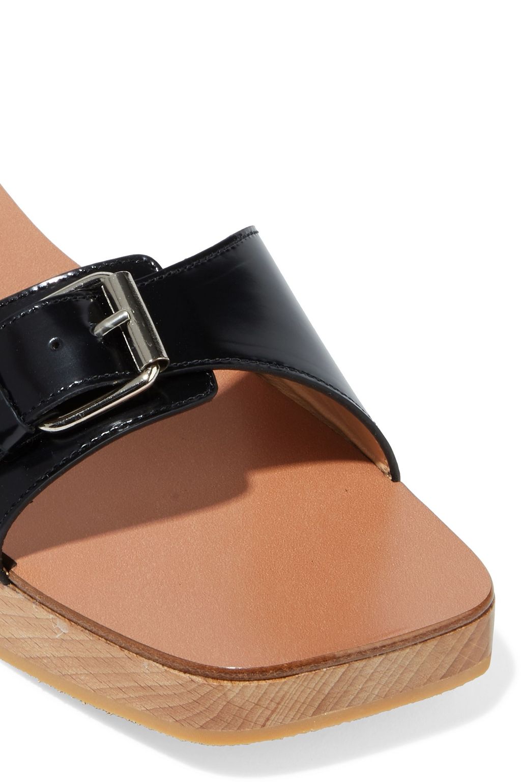 BY FAR Sam buckled metallic leather slides