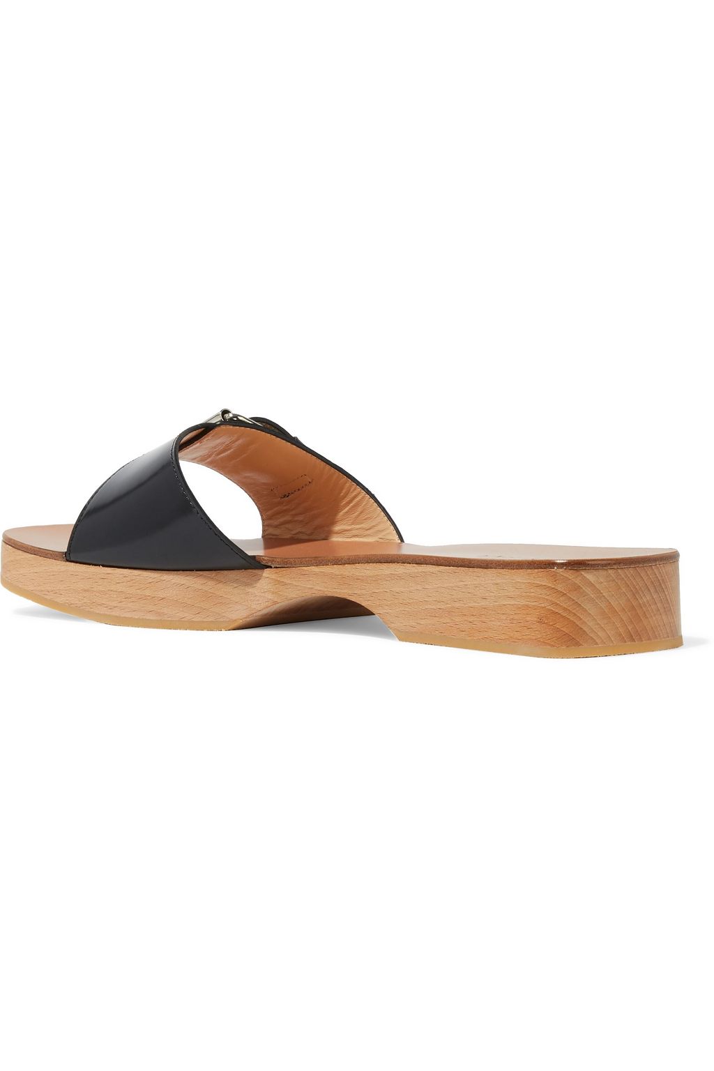 BY FAR Sam buckled metallic leather slides