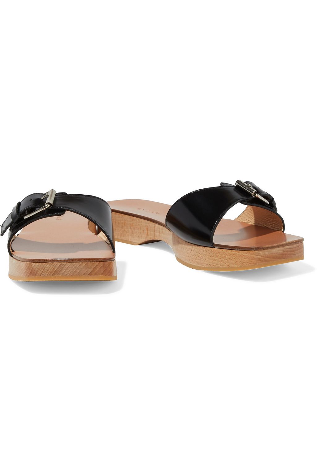BY FAR Sam buckled metallic leather slides