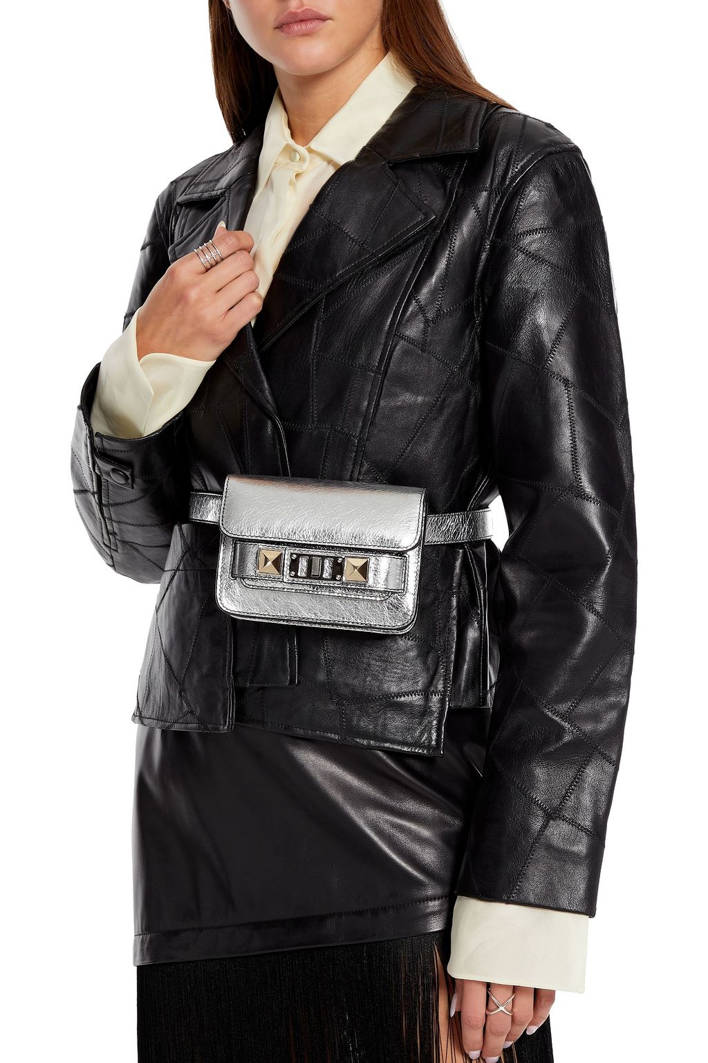 PROENZA SCHOULER PS11 micro convertible metallic cracked-leather belt bag