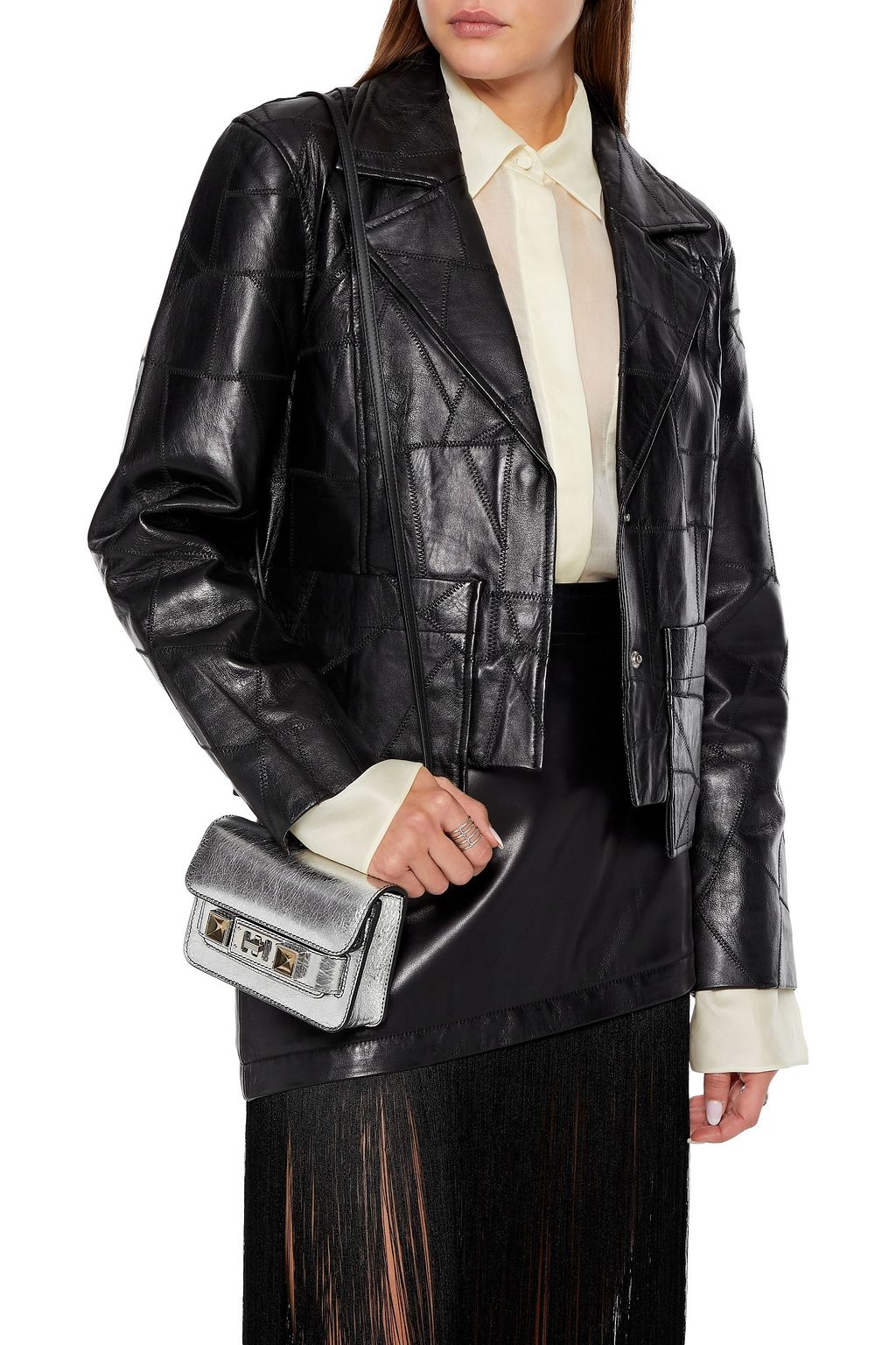 PROENZA SCHOULER PS11 micro convertible metallic cracked-leather belt bag