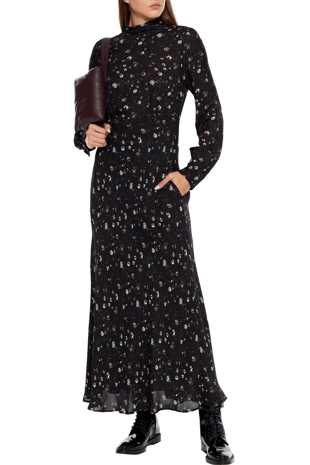 IRO Casual tie-neck floral-print twill maxi dress