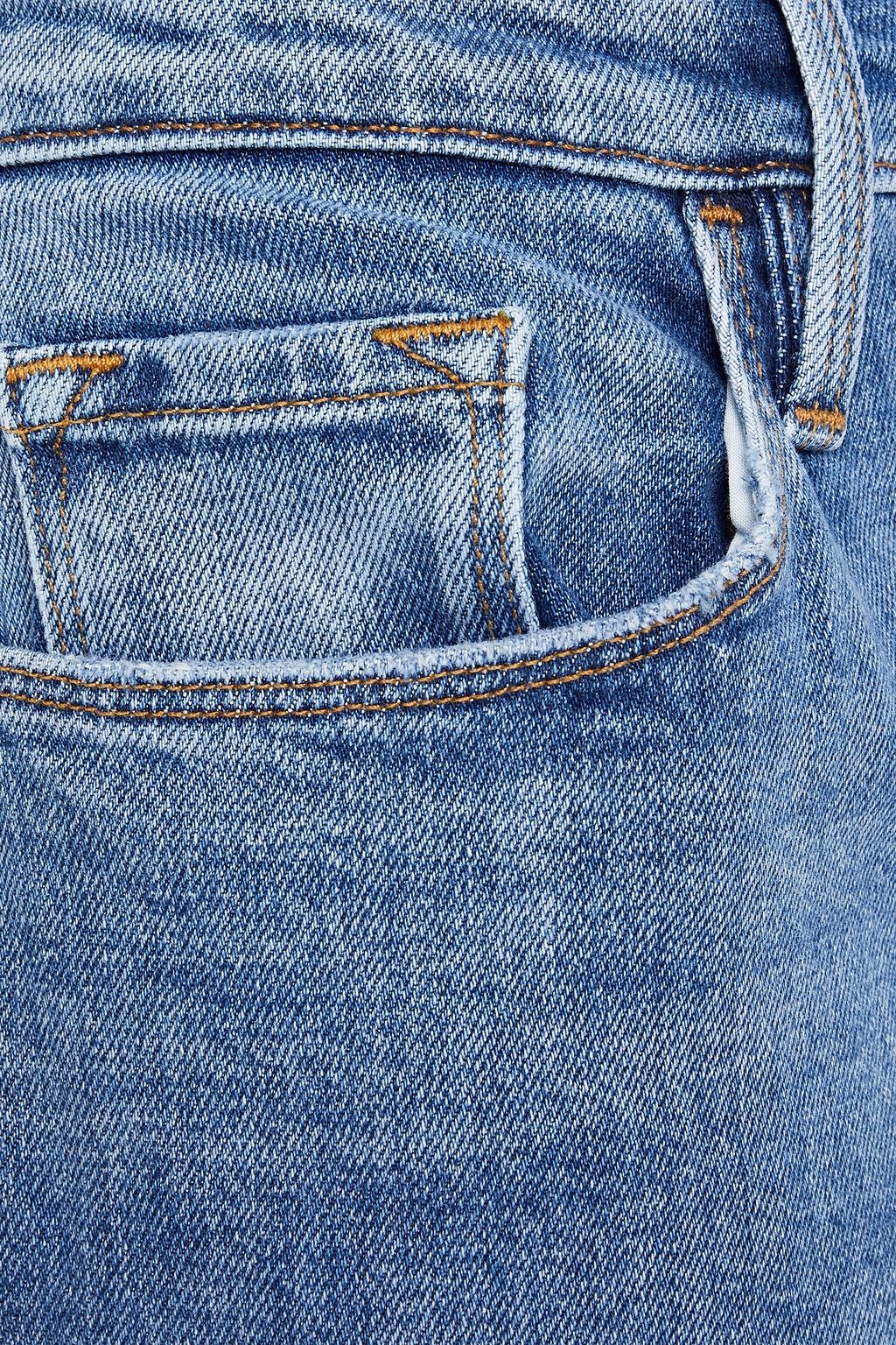 FRAME Ali Wide Crop frayed high-rise wide-leg jeans
