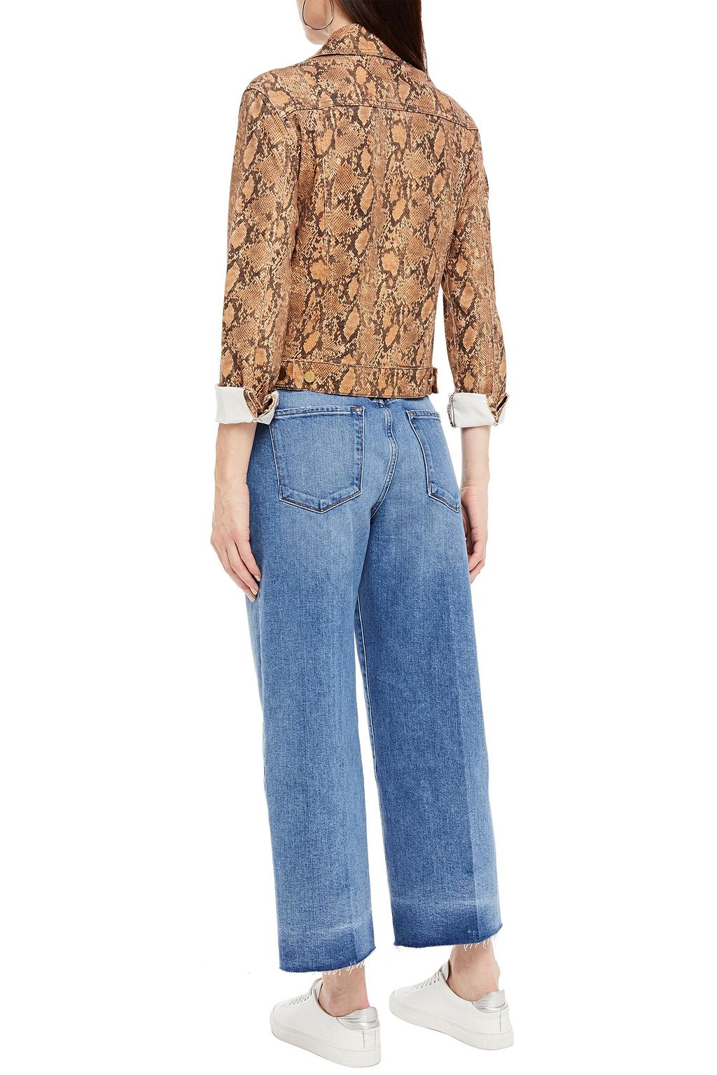 FRAME Ali Wide Crop frayed high-rise wide-leg jeans