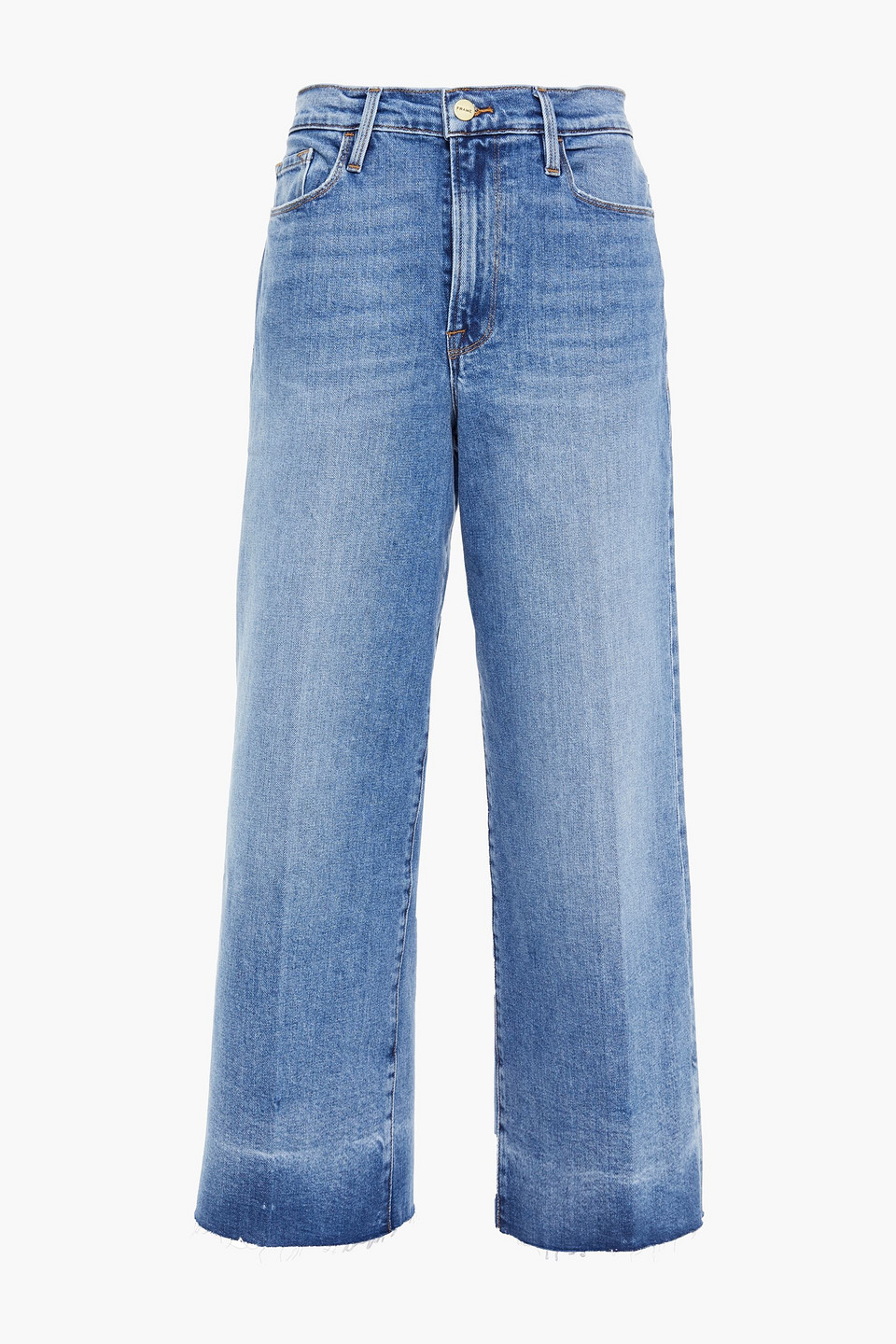 High-rise Wide-leg Jeans Mid Denim Size 