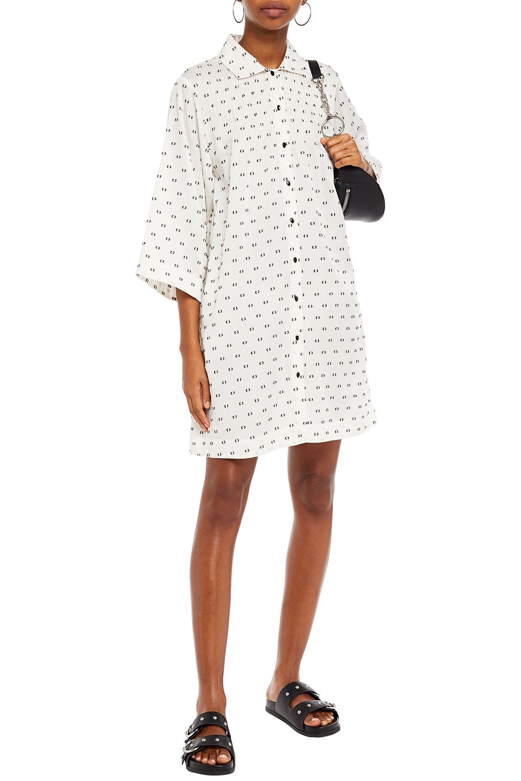 MCQ ALEXANDER MCQUEEN Pintucked fil coupé silk-blend mini shirt dress